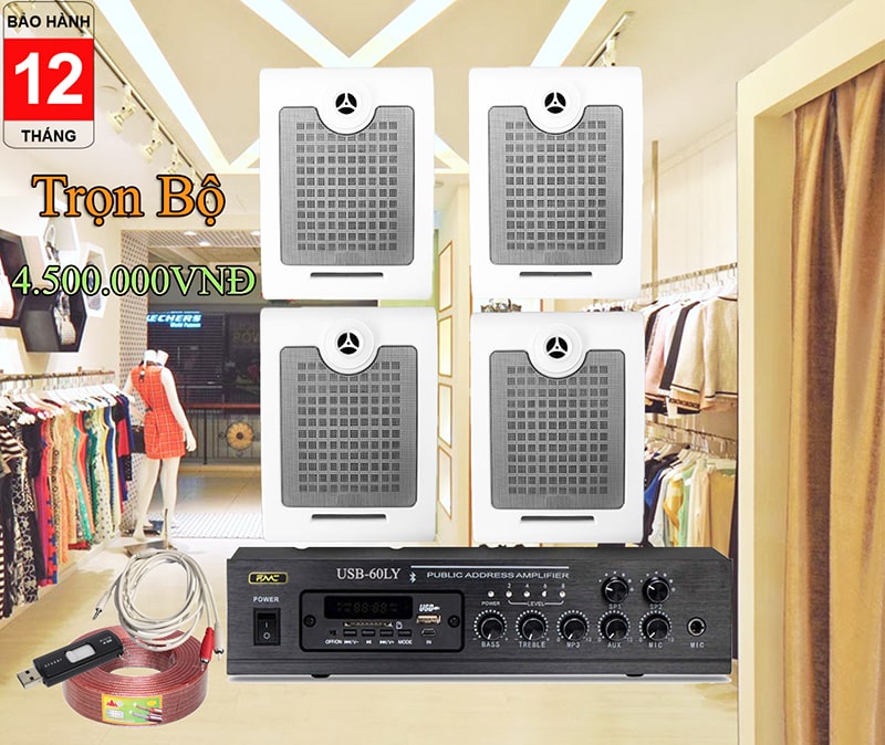 COMBO loa hộp treo tường nghe nhạc shop thời trang, giá rẻ