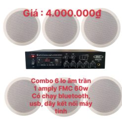 Combo 6 Loa Âm Trần 10w, 1 Amply 60W FMC  nghe nhạc du dương cho spa, shop, cafe