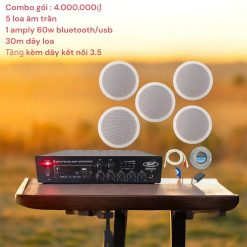 Combo loa âm trần cho quán cafe, shop thời trang, văn phòng, nhà hàng nghe nhạc bolero, sáng tiếng, nhạc lời ấm tiếng
